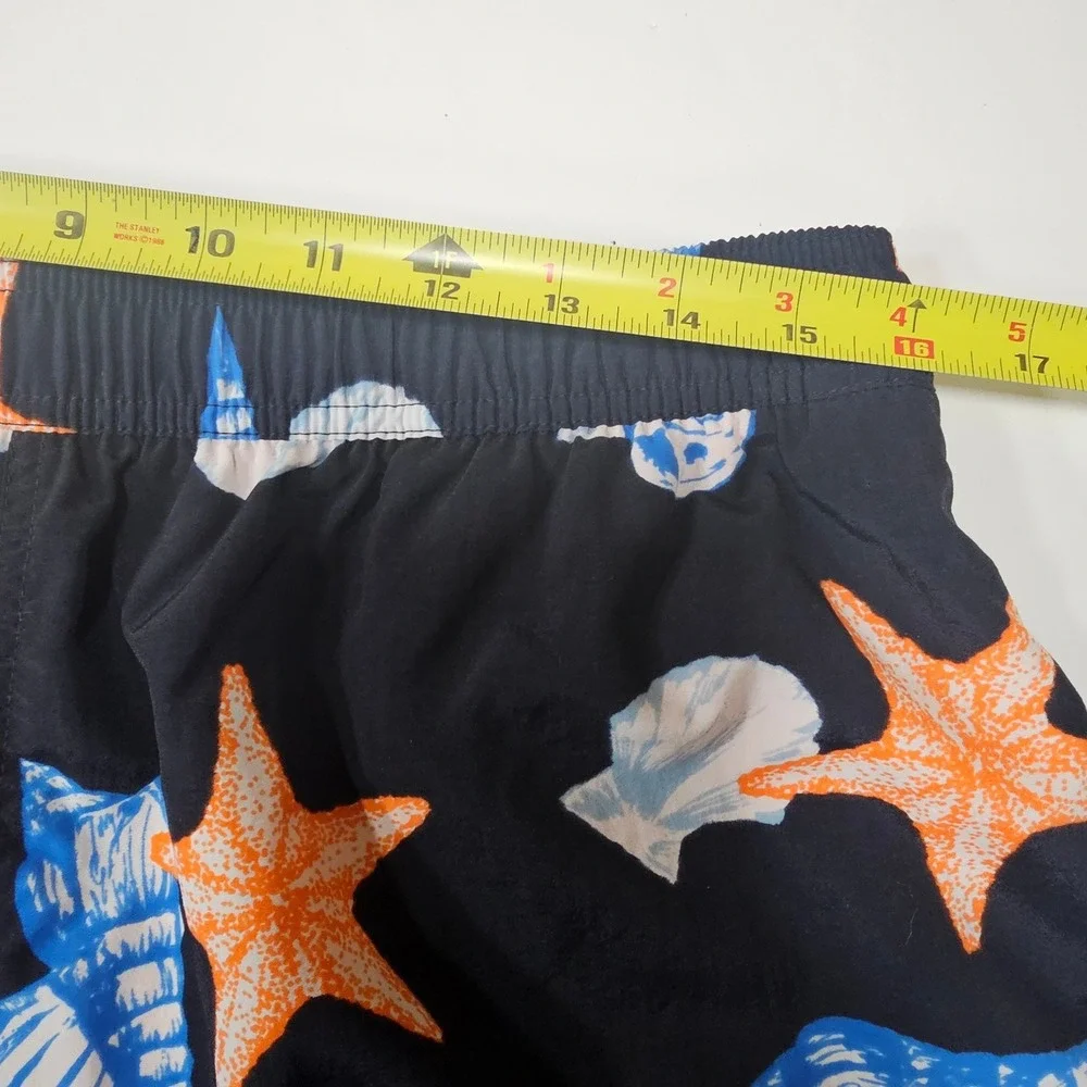 Chaps Ralph Lauren Men's Navy Blue‎ Seashell Starfish Swim Trunks Shorts Size L